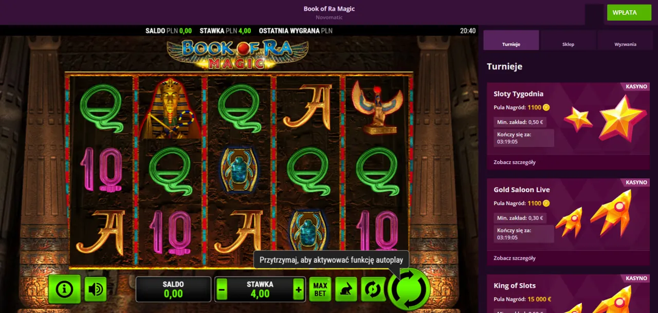 Malina Casino  sekcja gier